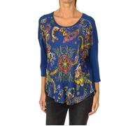 T-shirt - DESIGUAL - Zita - Manches courtes - Bleu - Coupe large S