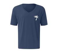 T-shirt d'été à manches courtes et col en V pour homme Motif noix de coco, noir foncé, 3XL