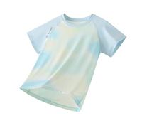 T-Shirt d'été à Manches Courtes pour Filles, en Soie glacée tie-Dye, léger et décontracté, idéal pour protéger du Soleil. Bon Vent pour Ses Après-midis