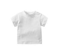 T-shirt d'été à manches courtes pour garçon 90, col rond, couleur unie, respirant, confortable, avec boutons latéraux, costume en coton, taille 59-95, Blanc., 85