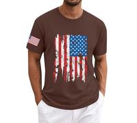 T-shirt d'été à manches courtes pour homme - Col rond - T-shirt streetwear en coton imprimé - T-shirt de sport pour homme et femme - Drapeau américain - Étoiles et rayures - Cadeau pour homme et femme