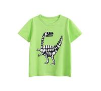 T-shirt d'été amusant et confortable pour garçon - T-shirt à manches courtes avec col rond - Haut rétro dessin animé - T-shirt dinosaure avec squelette T-Rex et inscription pour aire de jeux