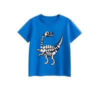 T-shirt d'été amusant et confortable pour garçon - T-shirt à manches courtes avec col rond - Haut rétro dessin animé - T-shirt dinosaure avec squelette T-Rex et inscription pour aire de jeux