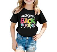 T-Shirt d'été décontracté à col Rond pour Enfants, Confortable, Doux et Respirant, à Porter au Quotidien, pour garçons et Filles de 1 à 14 Ans Chemisiers Et Hauts pour Filles Verts (Black, 6-7 Years)