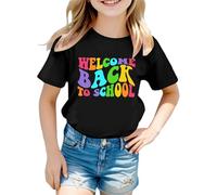 T-Shirt d'été décontracté à col Rond pour Enfants, Confortable, Doux et Respirant, à Porter au Quotidien, pour garçons et Filles de 1 à 14 Chemises Blanches Manches Longues pour (Black, 8-9 Years)