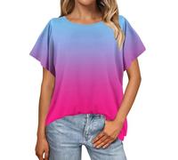 T-shirt d'été décontracté à manches courtes pour femme - T-shirt surdimensionné à manches chauve-souris bien reçues pour femme - Haut ample - T-shirt de sport surdimensionné - Vêtements de base, rose