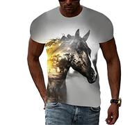 T-shirt d'été décontracté pour homme avec motif de cheval 3D - Style hip-hop - Harajuku - Imprimé tendance, 65785, XXXXXL