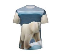 T-shirt d'été élégant à manches courtes pour homme imprimé ours polaire léger respirant activités de plein air, noir, Taille XS