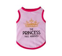 T-shirt d'été en coton avec couronne de princesse pour chien - Vêtements pour petits chiens - Chihuahua - Caniche - Vêtements pour chiot - Mascotas - Princesse rose - Taille XL - 5 à 8 kg