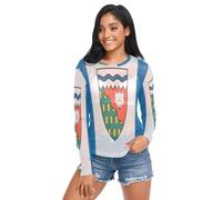 T-shirt d'été en maille avec drapeau du Canada vintage avec feuille d'érable, col rond, pour femme, taille S, Drapeau des Territoires du Nord-Ouest, Taille L