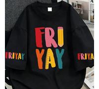 T-shirt d'été grande taille pour femmes avec lettres anglaises décontractées, impression de crayon et de règle, design créatif de retour à l'école. Convient pour le printemps, l'été, le Nouvel An, les