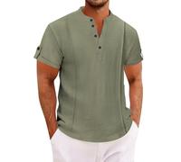 T-shirt d'été Henley à manches courtes pour homme, t-shirt décontracté à col rond, haut basique, coupe musculaire, couleur unie, chemise boutonnée, haut léger pour l'été, la randonnée, la pêche, le