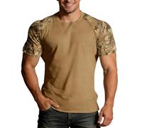 T-Shirt d'été imprimé à Manches Courtes et col Rond - T-Shirt Respirant à Manches Raglan pour Les Beaux Jours (Khaki, XL)