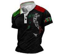 T-shirt d'été italien décontracté pour homme - Col rond - Couleur unie - Grande taille - Graphique imprimé - Tendance - Confortable pour le quotidien - Article de fan d'Italie - T-shirt de sport, d