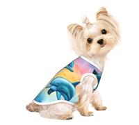 T-shirt d'été léger pour chien avec imprimé dauphins amoureux - Doux et respirant - Extensible