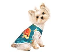T-shirt d'été léger pour chien imprimé poisson sous-marin doux, respirant et extensible
