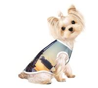 T-shirt d'été léger pour chien imprimé Tour Eiffel doux respirant extensible
