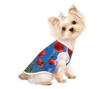 T-shirt d'été léger pour chien, motif coquelicots sur ciel bleu, doux, respirant et extensible