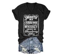 T-shirt d'été lisse comme Tennessee Whiskey Sweet As Berry Wine pour femmes Country Music 2025 T-shirt d'entraînement ample décontracté avec lettres - Coupe ample - Graphique mignon - Y2K, Noir , 3XL