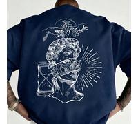 T-shirt d'été polyvalent et décontracté pour homme, imprimé portrait esquisse, col rond confortable, manches courtes L,M,S,XL,XS,XXL,XXSPortrait,graphiqueTissu tricoté
