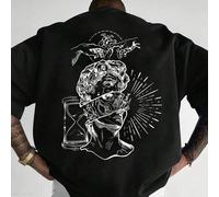 T-shirt d'été polyvalent et décontracté pour hommes avec imprimé portrait esquissé, col ras-du-cou confortable et manches courtes L,M,S,XL,XS,XXL,XXSPortrait,graphiqueTissu tricoté
