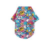 T-shirt d'été pour chien avec motif de monstres bleus et graffitis de dessin animé, léger et respirant, idéal pour un usage quotidien et des séances photo, taille XXL
