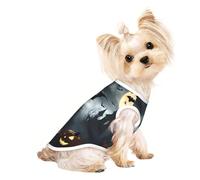 T-shirt d'été pour chien imprimé chauve-souris volantes d'Halloween - T-shirt extensible pour chats et chiens - Débardeur sans manches