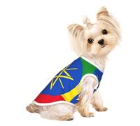 T-shirt d'été pour chien imprimé drapeau de l'Éthiopie T-shirt extensible pour chats et chiens T-shirt sans manches