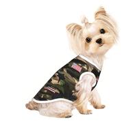 T-shirt d'été pour chien imprimé drapeaux américains camouflage T-shirt extensible pour chats et chiens T-shirt sans manches débardeur pour chien