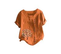 T-shirt d'été pour femme - Grande taille - Coton et lin - Coupe ample - Manches courtes - Décontracté - Confortable - Pull sexy pour femme, Ye1, S
