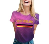 T-shirt d'été pour femme - Imprimé drapeau allemand - Polo décontracté - Imprimé cœur - Respirant - Manches courtes - Confortable et élégant - Pour la vie quotidienne et les festivals, lilas, S