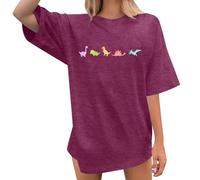 T-shirt d'été pour femme - Motif dinosaure - T-shirt à manches courtes - Pour enseignant - Motif dinosaure, lilas, S