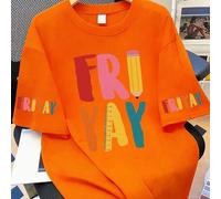 T-shirt d'été pour femmes grandes tailles avec lettres anglaises décontractées, impression de crayon et de règle, design créatif de retour à l'école, convient pour le printemps. Été, convient pour le 