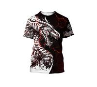 T-shirt d'été pour homme à manches courtes Harajuku - Motif dragon tatoué en 3D - Unisexe - Décontracté, T-shirt, L