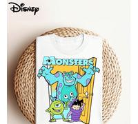 T-shirt d'été pour homme Disney Monsters, Inc., effet vieilli, coupe une pièce, pur coton, confortable et respirant, style streetwear décontracté, col rond ; une marque de mode de haute qualité, le ca