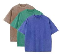 T-shirt d'été pour homme en coton épais, Oversize, style Vintage, coupe ample, lot de 3, XL