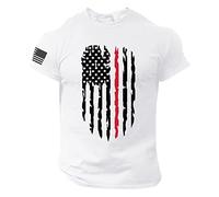 T-shirt d'été pour homme - Imprimé décontracté - À manches courtes - Motif drapeau radio - Arbitre, Blanc., XXXL