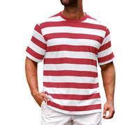 T-shirt d'été pour homme - T-shirt à manches courtes - Large rayures - Col rond - Décontracté - Grandes tailles - T-shirt de sport - Cadeau pour la fête des pères / anniversaire / rentrée scolaire
