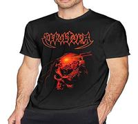 T-shirt d'été pour homme vintage Sepultura T-shirt à double couture avec manches et ourlet, Noir , XL