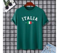 T-shirt d'été pour hommes à manches courtes imprimé en lettres et drapeau sur un col rond L,M,S,XL,XXLCartoon,Galaxie,Géométrique,LettresÉtoffe