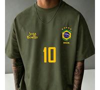 T-shirt d'été pour hommes en 100% coton, avec un imprimé inspiré du Brésil, tenue décontractée d'été pour les occasions quotidiennes et festives L,M,S,XL,XXLgraphique,LettresCoton
