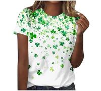 T-shirt d'été surdimensionné à manches courtes pour femme - Tunique pour la Saint-Patrick - T-shirt trèfle irlandais - T-shirt Paddy's Day - Col rond - T-shirt ample décontracté, K Green, M