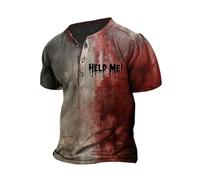 T-shirt d'Halloween à manches courtes pour homme Motif Sang Splash décontracté Col rond Famille Nerdieux avec design de dessin animé adapté à ceux qui préfèrent un motif d'Halloween confortable, O