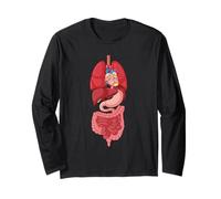 T-Shirt d'halloween avec Diagramme d'organe Interne Anatomie Manche Longue