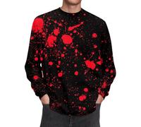 T-shirt d'Halloween décontracté à col rond pour homme avec motif sang, haut imprimé sanglant, haut à manches courtes, grande taille, t-shirt décontracté pour hommes, Rouge, S