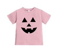 T-Shirt d'halloween pour Enfants Filles Garçons T-Shirt Halloween Citrouille Orange Fantome Drôle Visage de Goule Halloween à Manches Courtes Tee Shirt Graphique Amusant 3-13 Ans (12-13 Years)