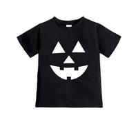 T-Shirt d'halloween pour Enfants Filles Garçons T-Shirt Halloween Citrouille Orange Fantome Drôle Visage de Goule Halloween à Manches Courtes Tee Shirt Graphique Amusant 3-13 (A07-Black, 3-4 Years)