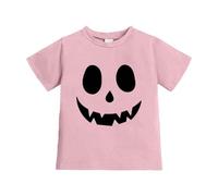 T-Shirt d'halloween pour Enfants Filles Garçons T-Shirt Halloween Citrouille Orange Fantome Drôle Visage de Goule Halloween à Manches Courtes Tee Shirt Graphique Amusant 3-13 Ans (4-5 Years)