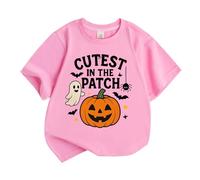 T-shirt d'Halloween pour garçons et filles | T-shirt graphique citrouille grimpante méchants | Haut de costume saisonnier squelette | Cadeau de jeu effrayant pour enfants