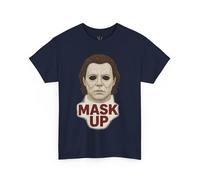 T-shirt d'horreur d'Halloween, t-shirt graphique unisexe, chemise masque, haut de costume effrayant, vêtement de film d'horreur, cadeau pour les fans, bleu marine, 4XL